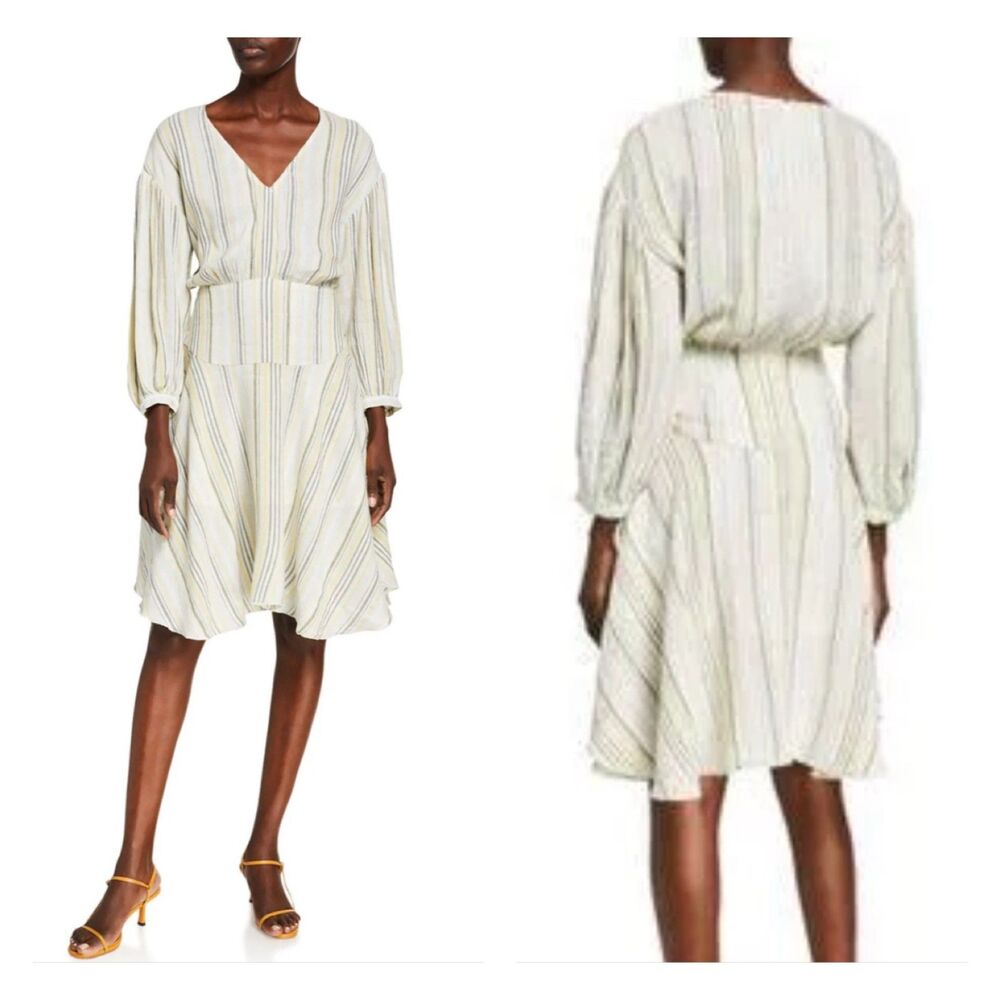 ATM Anthony Thomas Melillo Multi-Stripe Combo A-Line Handkerchief Dress, Sz 4